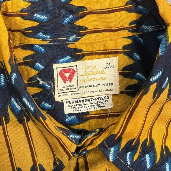 Rare 1960s Spire California Dacron Disco Colorful Pattern Shirt Medium 15 1/2 - Picture 7 of 9